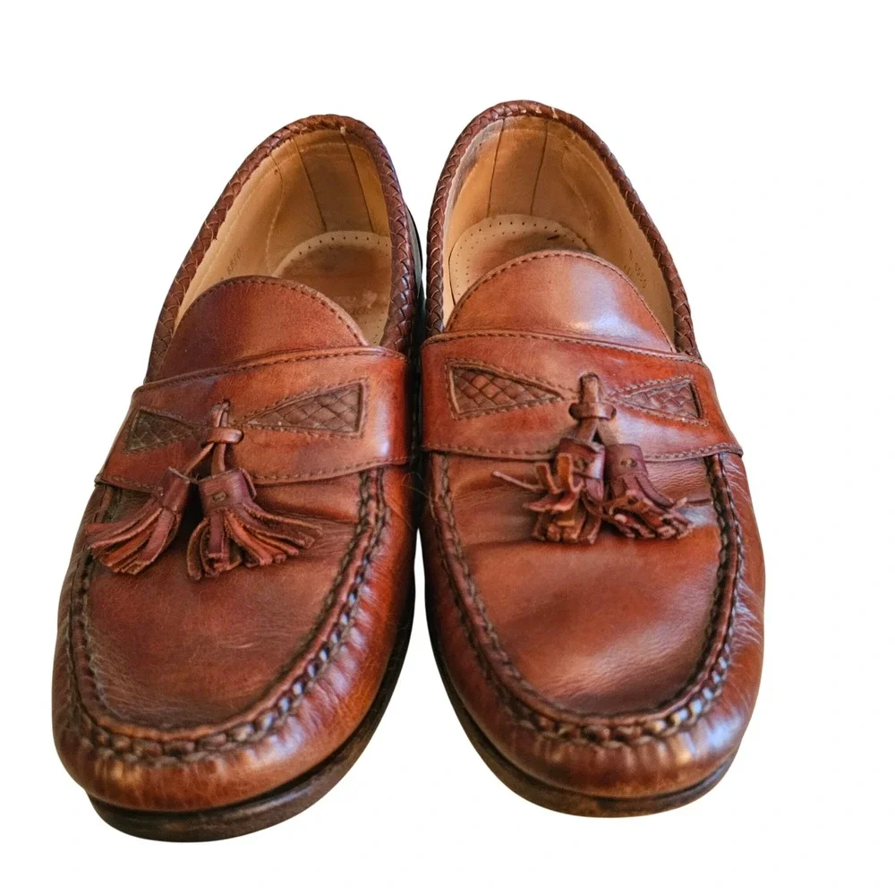 Allen Edmonds Maxfield Brown Leather Woven Tassel Loafers Mens 10‎ D 6550 USA
